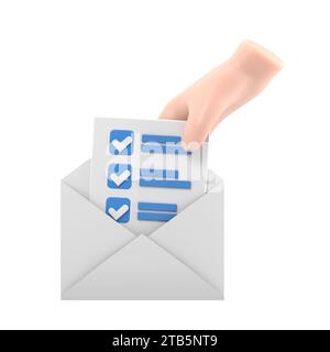 3d mail envelope icon with task management todo check list in hand ...