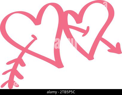 scribbled heart romance Stock Vector