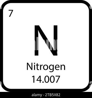 Nitrogen periodic element icon. Nitrogen chemical symbol icon vector ...