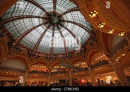 View at the glass dome - Galeries Lafayette - Paris Stock Photo