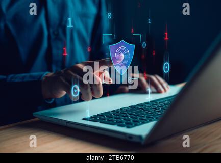 Cybersecurity and privacy. Protection for data information. cybercrime. Compromised information internet. Lock icon and internet network security tech Stock Photo