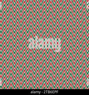 Christmas pattern chevron design wallpaper. Red, green and white color zigzag pattern. Stock Vector
