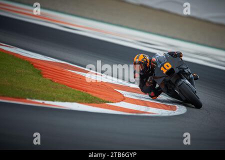 Luca Marini of Italy and Repsol Honda Team rides during the Moto GP Valencia Test at Ricardo Tormo Circuit (Cheste, Moto GP Valencia Test). Stock Photo