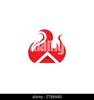 Fire Letter A logo Simple. Fire Triangle Logo Design Stock Vector