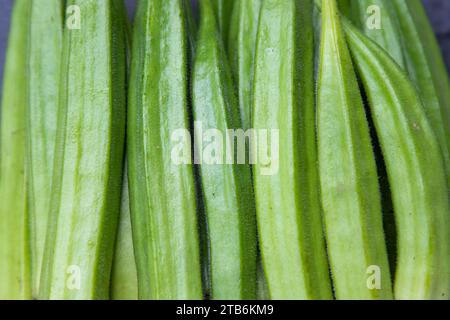 Fresh organic vegetables Ladies Finger or Okra agriculture background texture concepts Stock Photo