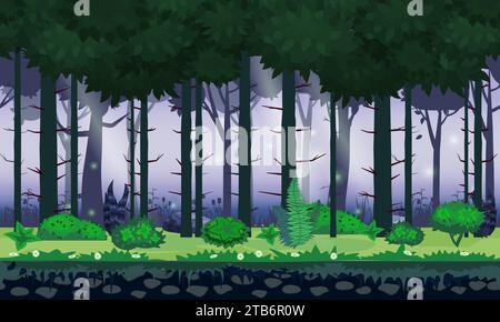 Forest landscape horizontal seamless background for games apps, design ...