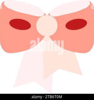 Pink silk bow. Red Pink flat design element. Pop art Silk Bow holiday icon. Christmas event element. Simple flat vector icon isolated on white backgro Stock Vector