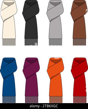 Scarf (muffler) vector template illustration set Stock Vector