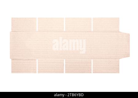 Template of cardboard box mockup with die-cut pattern isolated over white background. Length 8cm x Width 8cm x Height 8cm Stock Photo