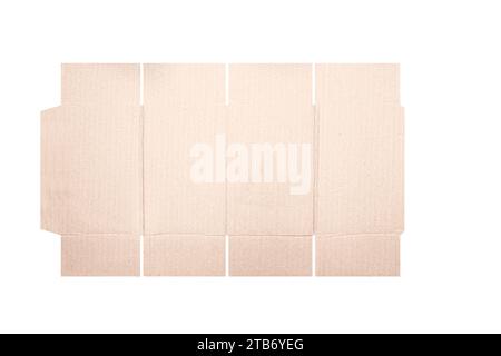 Template of cardboard box mockup with die-cut pattern isolated over white background. Length 10cm x Width 10cm x Height 16cm Stock Photo