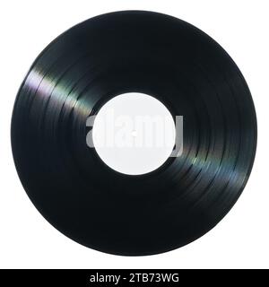 Black vinyl record disc on white background with clipping path Stock Photo