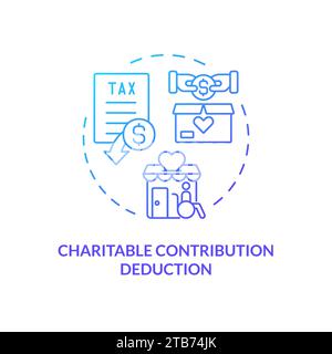 Charitable contribution deduction blue gradient concept icon Stock Vector