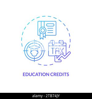 Education credits blue gradient concept icon Stock Vector