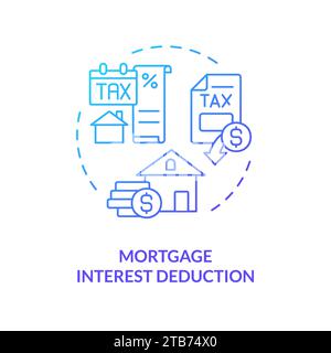 Mortgage interest deduction blue gradient concept icon Stock Vector