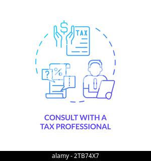 Consult with tax professional blue gradient concept icon Stock Vector