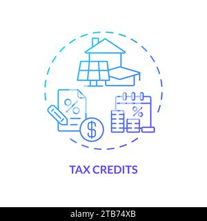 Tax credits blue gradient concept icon Stock Vector