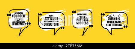 Set of motivational and inspirational quotes for posters, decorations, prints, t-shirt design, and social media. Conceptual designs Stock Vector