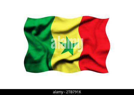 Waving the flag of Senegal isolated on transparent, 3d rendering. Clipping path included Stock Photo