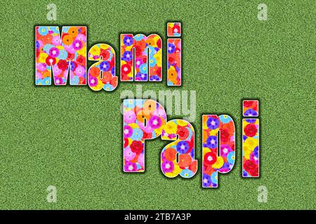 german word Mami for mommy written with colorful flowers, graphic ...