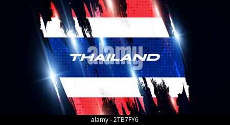 Thailand Flag in Brush Paint Style with Shining Effect. National Thailand Flag Stock Vector