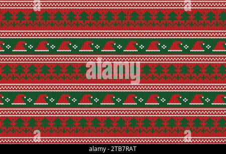 Cute Christmas sweater pattern design. Seamless knitted Christmas background. Scandinavian jumper vector illustration. Stock Vector