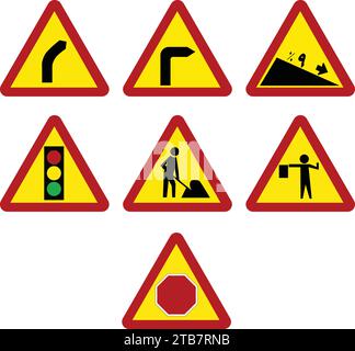 Temporary, In road signs in Saudi Arabia, Distances are displayed in metric units and in Eastern Arabic numerals. Stock Vector