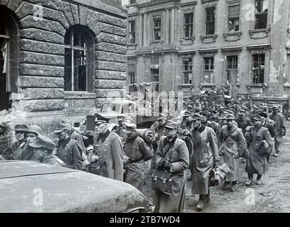 GERMAN PRISONERS captured by the Russians are rounded up on 2 May 1945. Photo: SIB Stock Photo