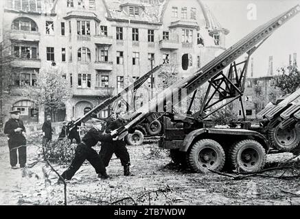 RUSSIAN KATYUSHA rocket launchers on the outskirts of Vienna in April 1946 Stock Photo