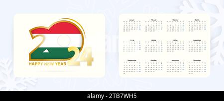 Calendar 2024 In Hungarian Language Week Starts On Monday Vector   Horizontal Pocket Calendar 2024 In Hungarian Language New Year 2024 Icon With Flag Of Hungary Vector Calendar 2tb7wh5 