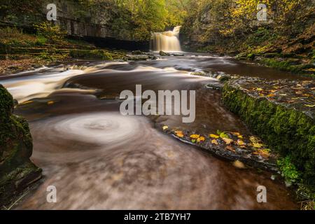 Cauldron Falls waterfall in the Yorkshire Dales National Park, West Burton, North Yorkshire, England. Autumn (November) 2022. Stock Photo