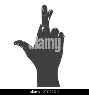 Crossed fingers hand gesture, fake promise and lies superstition sign, good luck symbol, vector Stock Vector