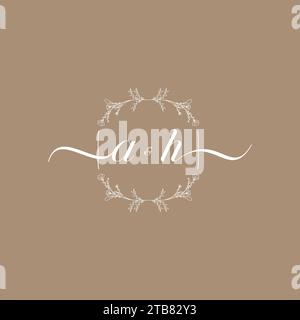 AH handwriting logo of initial signature, wedding and fashion concept design Stock Vector