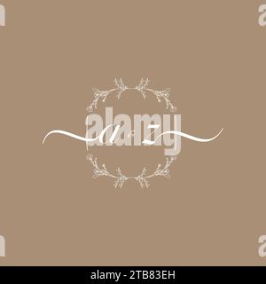AZ handwriting logo of initial signature, wedding and fashion concept design Stock Vector