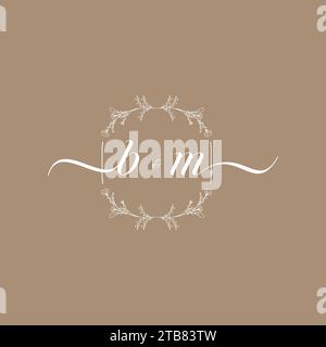 BM handwriting logo of initial signature, wedding and fashion concept design Stock Vector