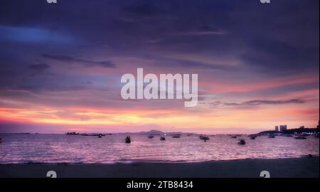 Beautiful sunset in the bay. Dramatic landscape with the sky at dusk. Stock Photo
