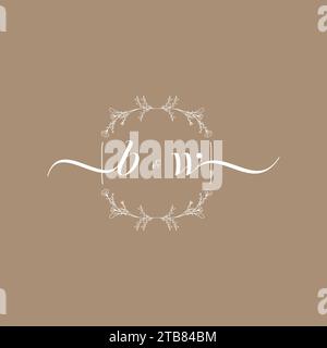 BW handwriting logo of initial signature, wedding and fashion concept design Stock Vector