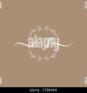 CF handwriting logo of initial signature, wedding and fashion concept design Stock Vector