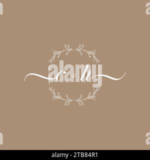 CH handwriting logo of initial signature, wedding and fashion concept design Stock Vector
