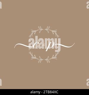 CP handwriting logo of initial signature, wedding and fashion concept design Stock Vector