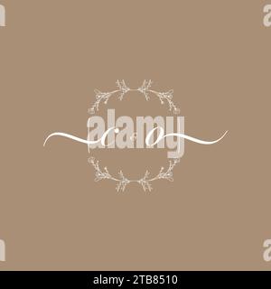 CO handwriting logo of initial signature, wedding and fashion concept design Stock Vector