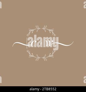 CW handwriting logo of initial signature, wedding and fashion concept design Stock Vector