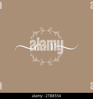 CV handwriting logo of initial signature, wedding and fashion concept design Stock Vector
