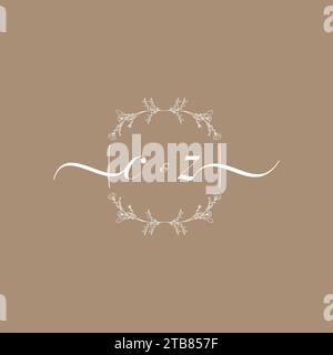 CZ handwriting logo of initial signature, wedding and fashion concept design Stock Vector