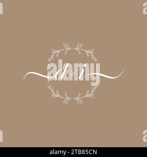 DI handwriting logo of initial signature, wedding and fashion concept design Stock Vector