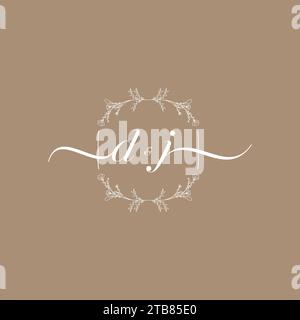 DJ handwriting logo of initial signature, wedding and fashion concept design Stock Vector