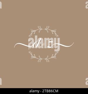 DZ handwriting logo of initial signature, wedding and fashion concept design Stock Vector