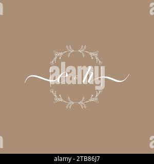EH handwriting logo of initial signature, wedding and fashion concept design Stock Vector