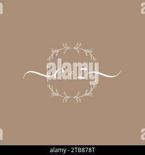 EZ handwriting logo of initial signature, wedding and fashion concept design Stock Vector