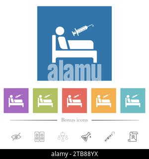Vaccination ward flat white icons on round color backgrounds Stock ...
