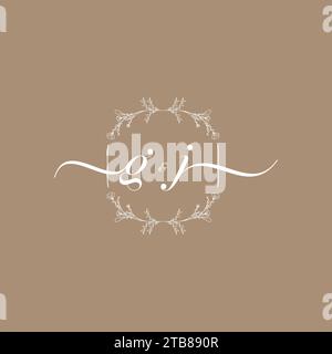 GJ handwriting logo of initial signature, wedding and fashion concept design Stock Vector